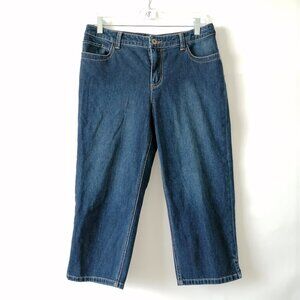 Chico's Platinum Women Blue Denim Comforty Mid Rise Cropped Jeans Size 1, US M/8